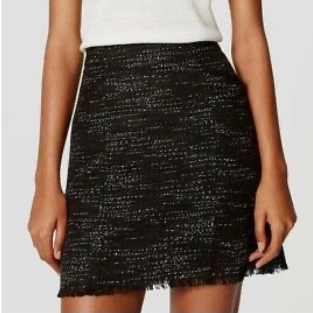 LOFT Black and White Mini Skirt